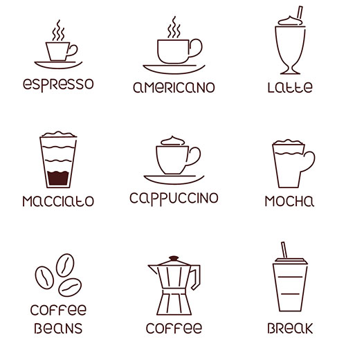 coffee icons outline 1