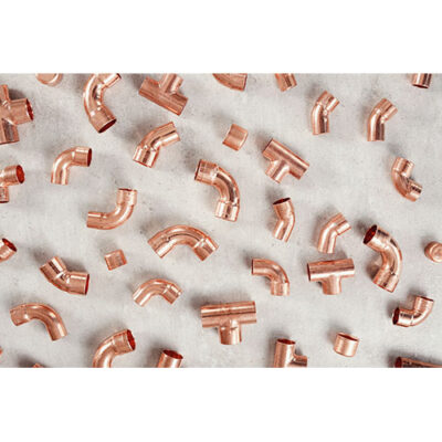 تصویر با کیفیت لوله های مسی و اتصالات زانویی سه راهی و زاویه