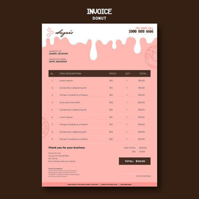 قالب آماده فاکتور و لیست بستنی فروشی یا لبنیات