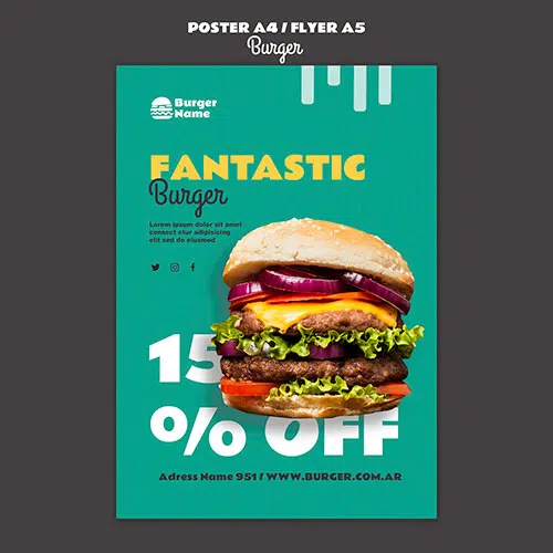fantastic burger poster print template 1 قالب