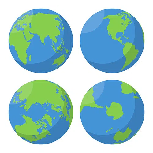 طرح وکتور قاره های مختلف 1 flat earth globes set 1 طرح