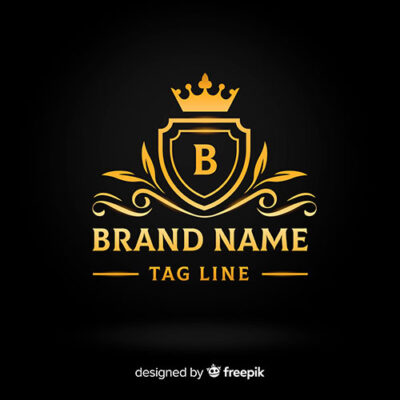 لوگو و آرم آماده طلایی لاکچری B لاتین با شاخ و برگ