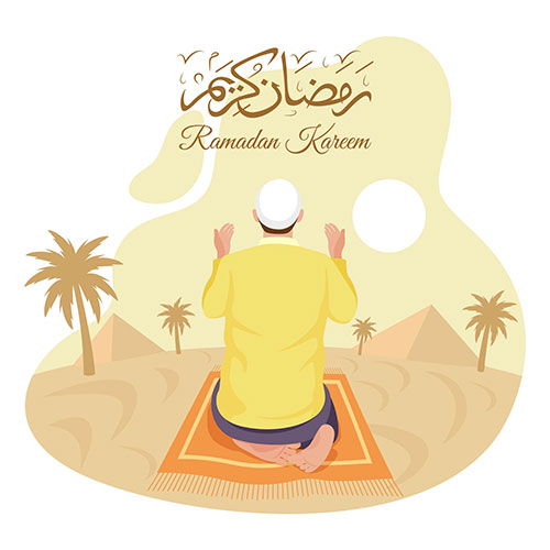 flat ramadan illustration 1 طلا-ماه-خورشید-مرز-سیاه-پس زمینه