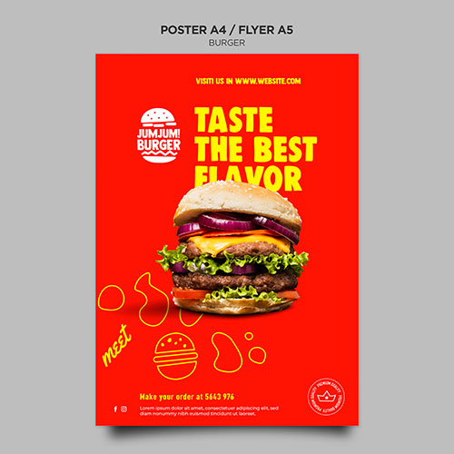 flyer template burger restaurant 1 مومبر-سبیل-بسته-مجموعه-طراحی تخت
