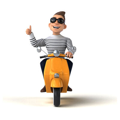 شخصیت کارتونی سه بعدی مرد موتورسوار