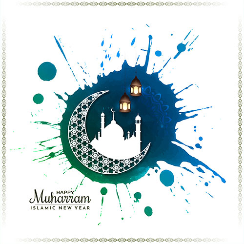 happy muharram islamic new year crescent moon background vector 1 تصویر با کیفیت کتاب مقدس قرآن با پرتوهای نورانی