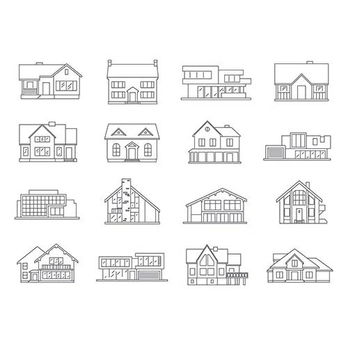 house icons flat set 1 مجموعه ایکون های