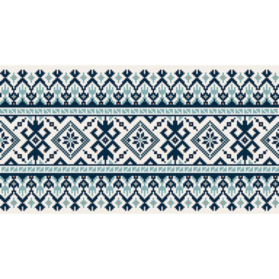 وکتور طرح سنتی گلیم با دمای رنگی آبی و سفید