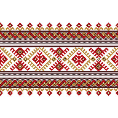 وکتور طرح سنتی گلیم با تم رنگی قرمز مشکی و آبی و مشکی