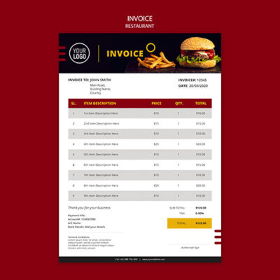 فاکتور و قالب آماده طراحی شده رستوران و فست فود