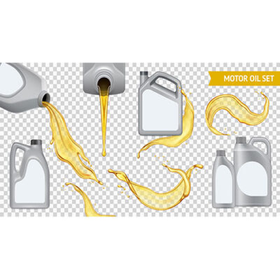 مجوعه وکتور روغن موتور و گالن های روغن زرد شفاف