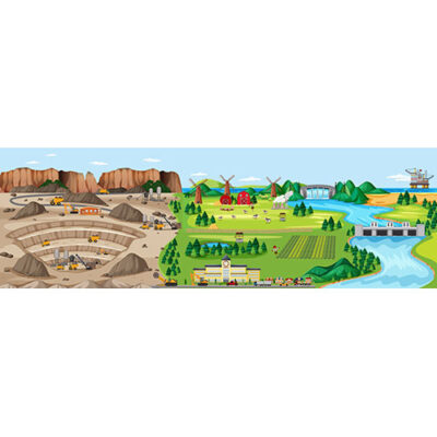 وکتور با کیفیت نمای تخریب طبیعت با احداث معدن و استخراج