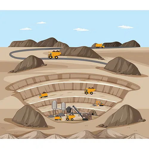 landscape coal mining scene with crane trucks 1 لوگوی