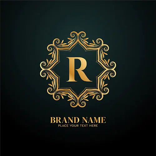 letter r luxury brand logo golden design 1 وکتور