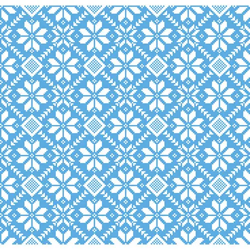 وکتور زمینه و حاشیه گلیم با اشکلا هندسی با تم رنگی آبی و سفید 1 llustration ukrainian folk seamless pattern ornament 1 وکتور