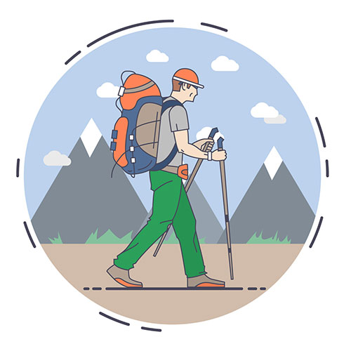 man hiking flat illustration 1