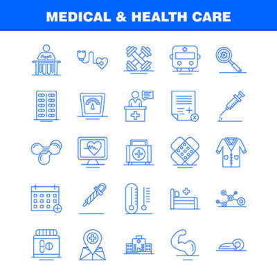 مجموعه آیکون خطی و مراقبت های پزشکی