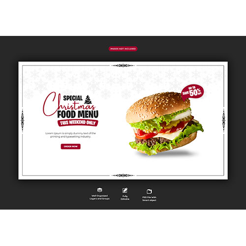 merry christmas delicious burger food menu web banner template 1 طرح