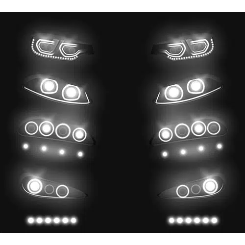 modern car front back headlights realistic vector set switched glowing white darkness vehicle led xenon 1 جوایز-تصاویر-واقعی-قفسه-ترکیب-فنجان-طلایی-با-پایه-سیاه-قفسه-شیشه ای