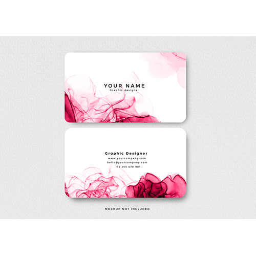 modern pink alcohol ink business card 1