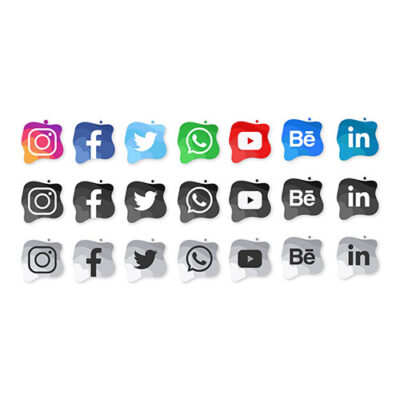 مجموعه وکتور لوگو و آرم نمادهای آبرنگ شبکه های اجتماعی مدرن