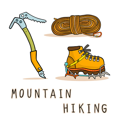 mountain hiking equipment icons set 1 طرح باشگاه ورزشی - فیتنس - بنر کلوب تمرین آنلاین
