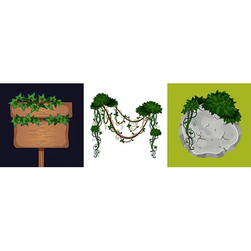 natural plants set illustration 1 نمای بالا-طبیعی-خاک
