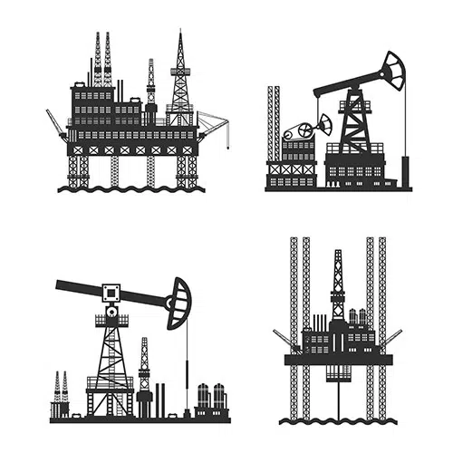 طرح وکتور سکوی نفتی سیاه سفید 1 oil petroleum platform black white 1 طرح