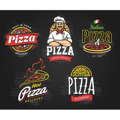 لوگو و آرم پیتزا و فست فود با سرآشپز