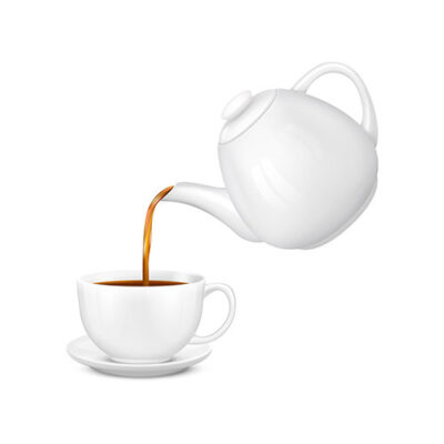 موکاپ ریختن قوری چای و فنجان