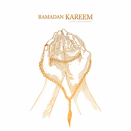 ramadan kareem greeting card hand draw sketch background 1 وکتور