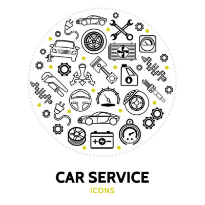 ترکیب گرد و دایره عناصر تعمیرگاه ماشین اتو سرویس