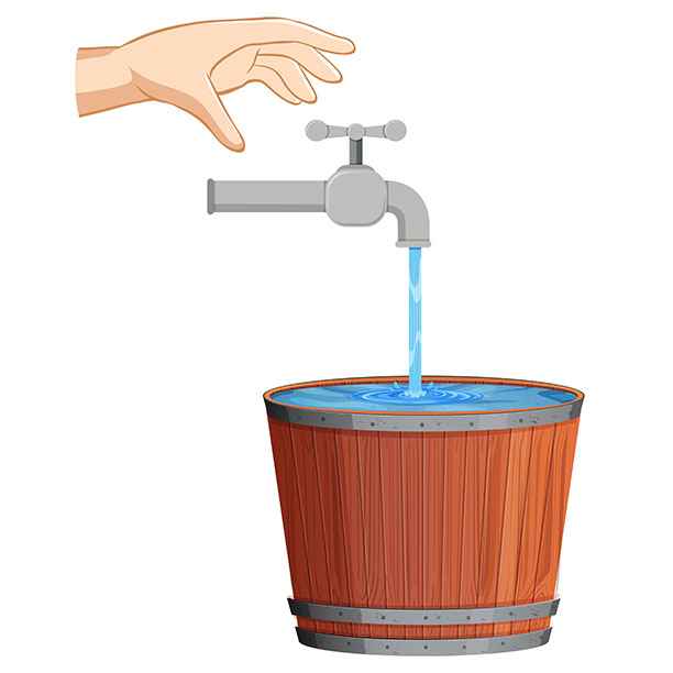 save water concept with water falling from tap 1 وکتور کارت آماده سفید و ربان