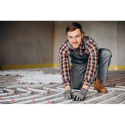 service man instelling house heating system floor 3 تصویر