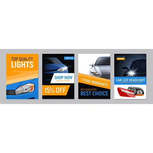set four realistic auto headlights advertising banners with images car parts 1 تصویر