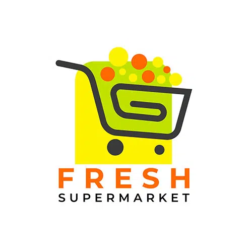 shopping cart supermarket logo template 1 قاب