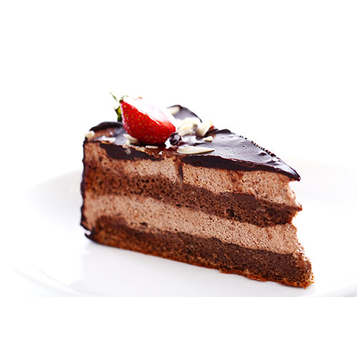 slice tasty chocolate cake with strawberry top 1