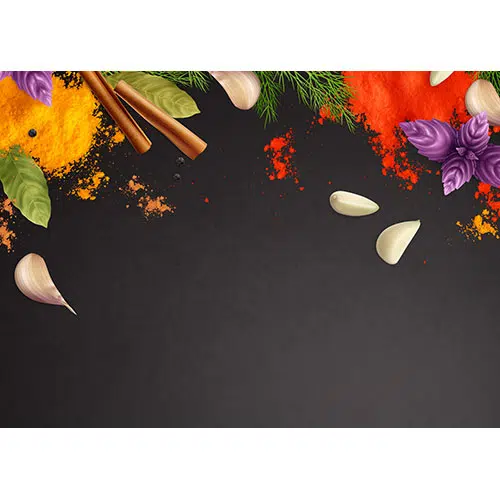 spices herbs realistic frame background with mint garlic cinnamon 1 ماکت-پوستر-نمای-خالی-بالا