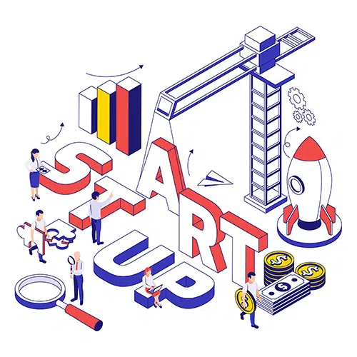 startup construction development 3d thin line art style design concept isometric illustration 1 وکتور