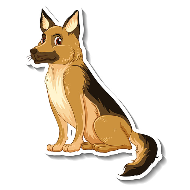 sticker design with german shepherd dog isolated 1 پوستر-با-زنارت-نقش-خروس