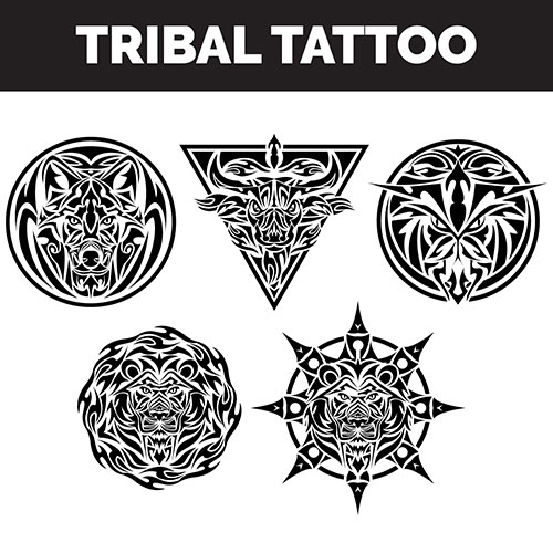 tribal tattoos collection 1 وکتور قلب گرافیکی - تشکیل شده از دایره