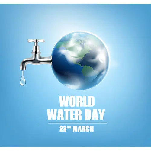world water day card with earth globe faucet date 22 march realistic 1 مجموعه