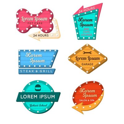 طرح وکتور مجموعه تابلوهای لاسوگاسی دایره لوزی و فلش