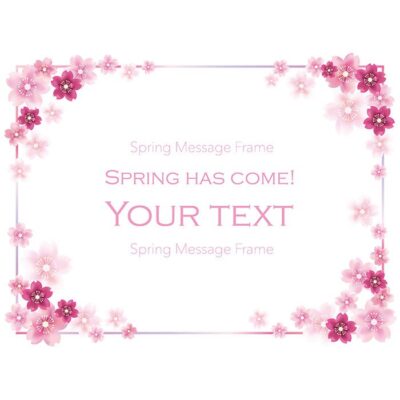 قاب و فریم خالی با تم شکوفه و بهاری صورتی و قرمز