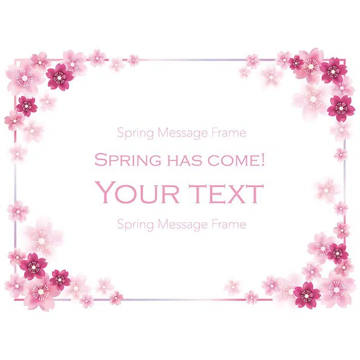 abstract cherry blossom frame isolated white 1 طرح-شیک-قاب-شکل-با-آیکون-گل-شاخه-رازک-شکوفه-ملت-در اطراف-کلمات-مرکز مواد تشکیل دهنده آبجو