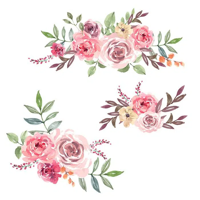 ست دسته گل خلاقانه آبرنگی 1 bouquet card special occasion creative watercolor 1 دسته گل-کارت-به مناسبت-خلاقانه-آبرنگ
