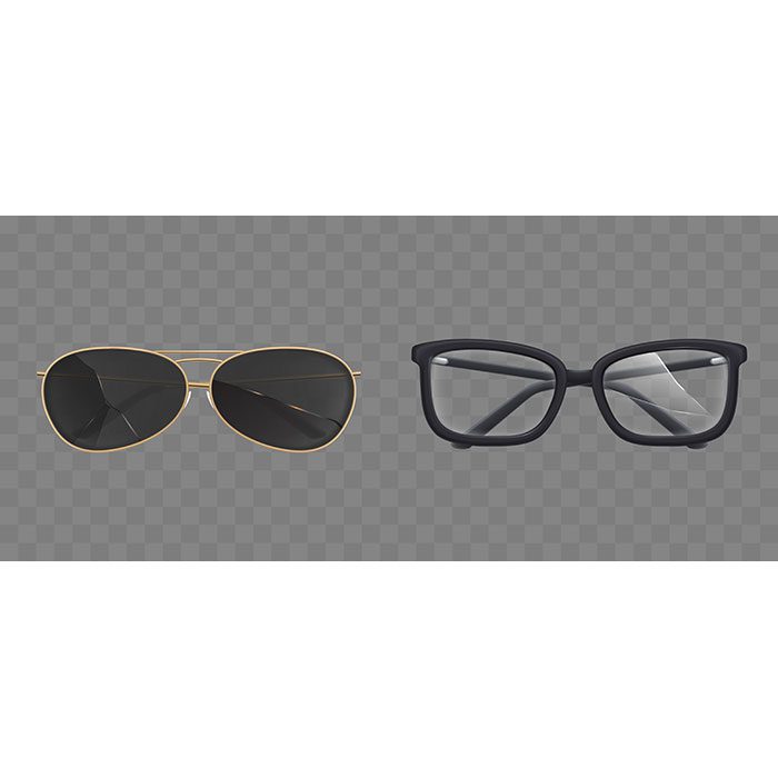broken eyeglasses sunglasses goggles set 1 وکتور