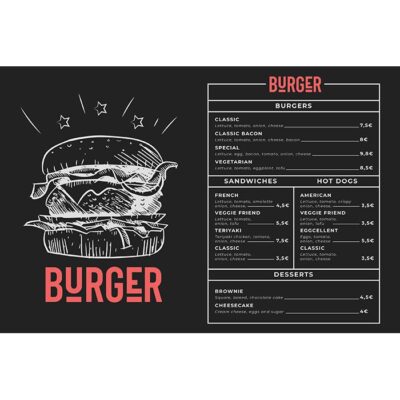 طرح وکتور منو سایه برگر و فست فود