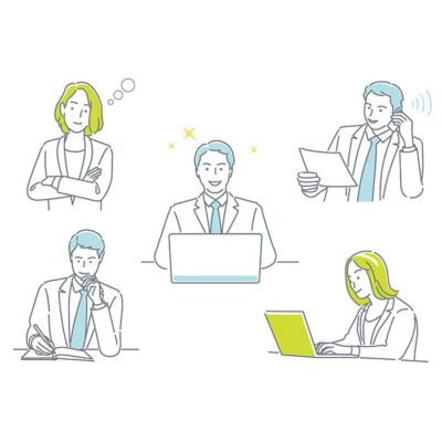 طرح وکتور کارکتر زن و مرد در فضای کار