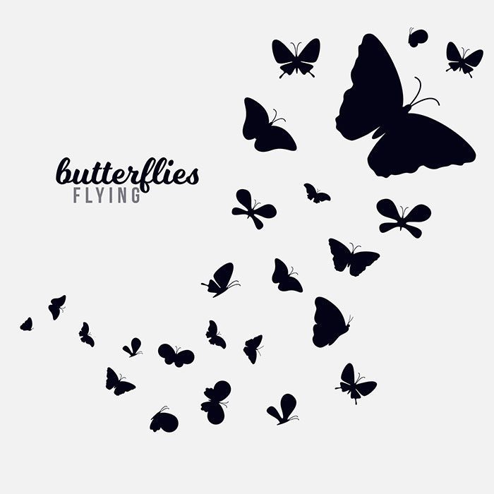 butterfly swarm silhouette background 1